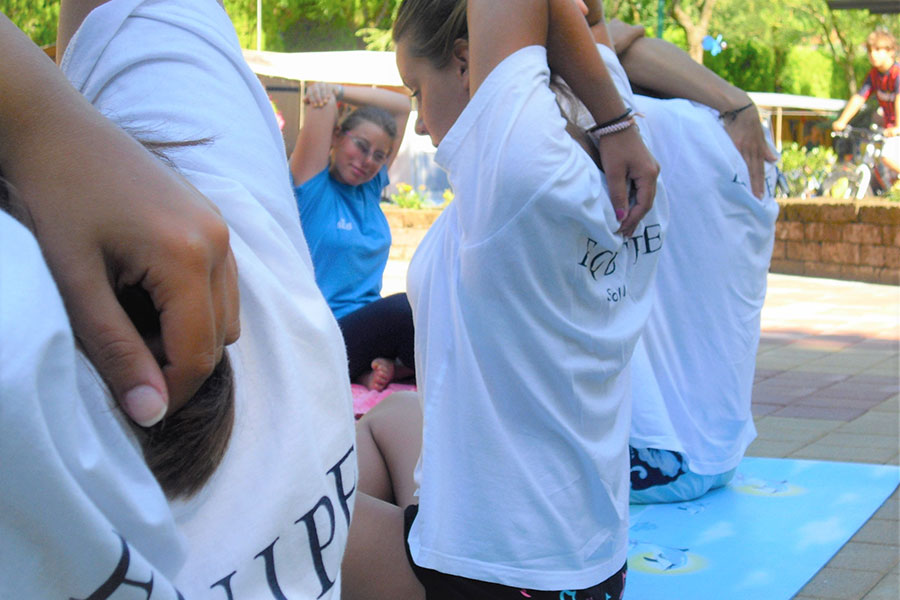 Gymnastics with entertainers