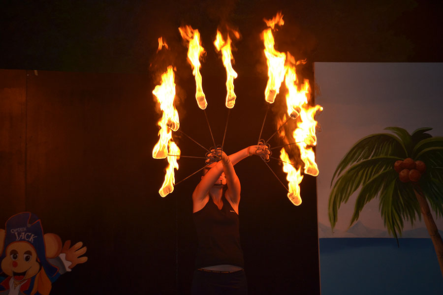 Evening entertainment show with fire