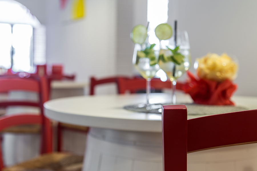 Bar table with cocktails