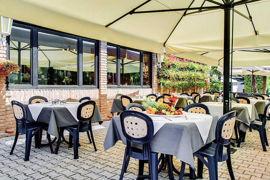 Tables outside the restaurant